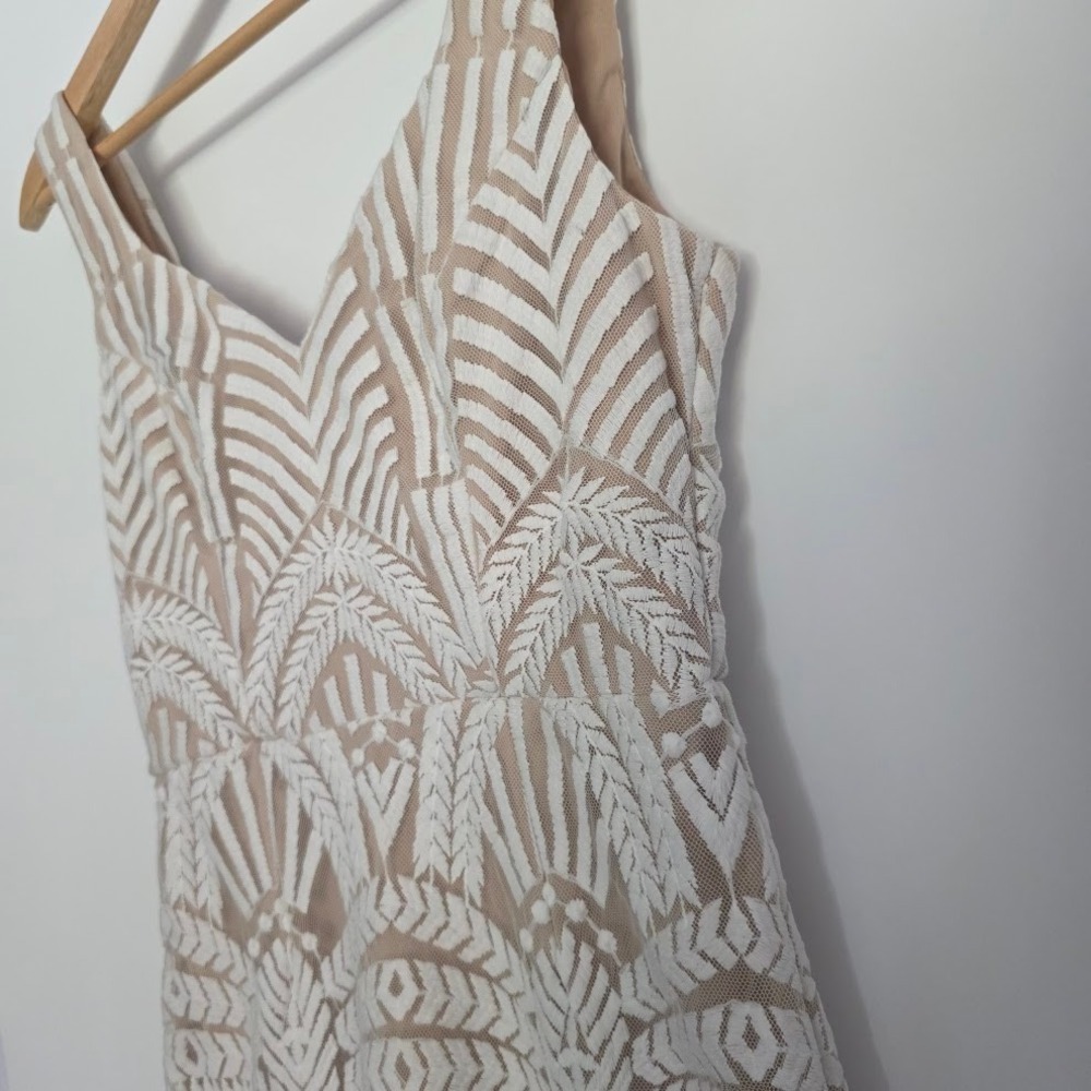 Hello Molly White Lace Overlay Bodycon Mini Dress V Neck Sleeveless Size S US 4 - Picture 4 of 16